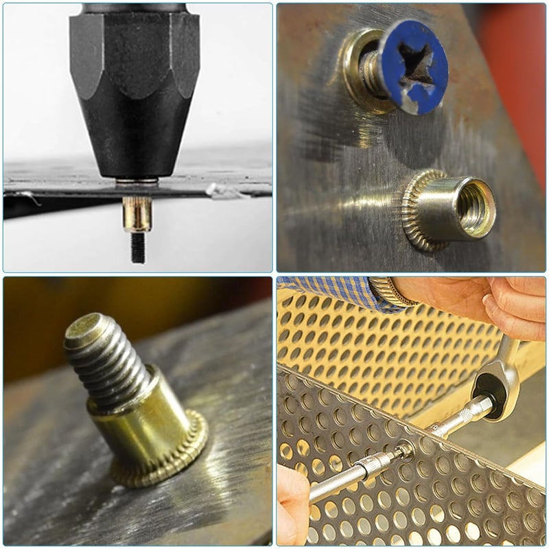 Vmuter Rivet Nuts, 100Pcs M5 Rivet Nuts,Zinc Plated Finish Carbon Steel Flat Head Rivnut Threaded Insert - Image 4